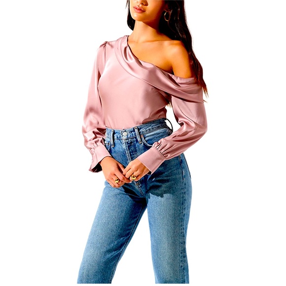 Astr Tops - ASTR Ellen Draped Off the Shoulder Long Sleeve Top